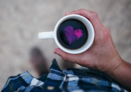 Heart shape in a cup of coffee