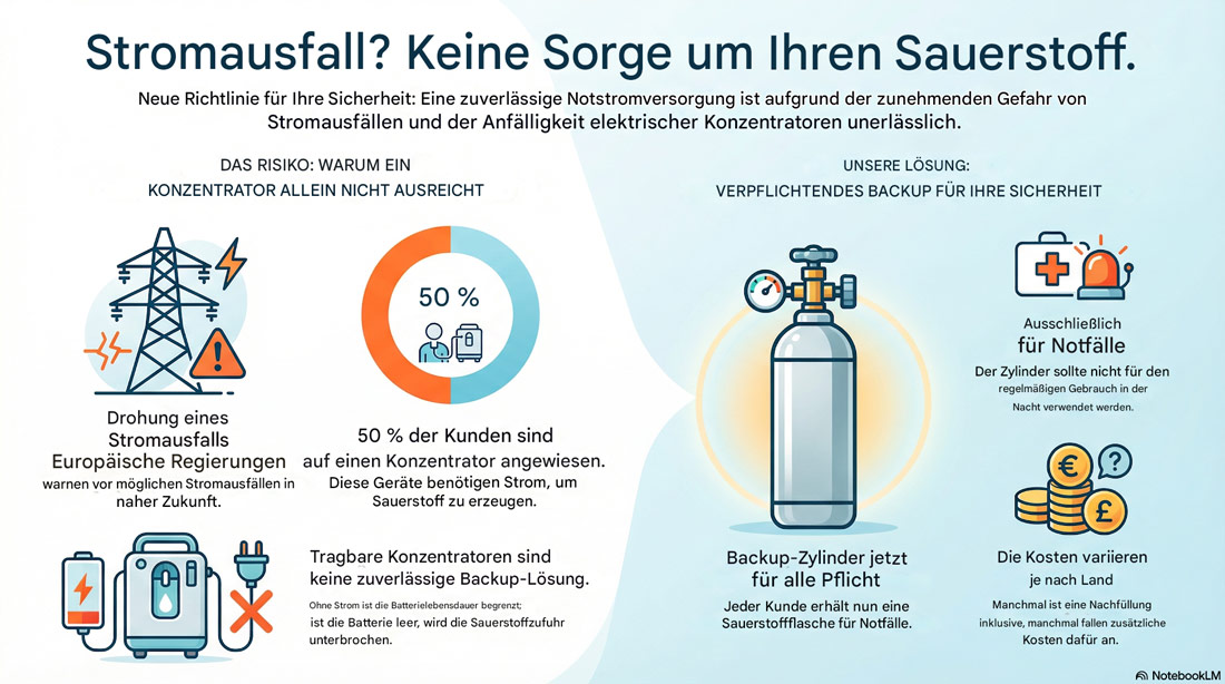 Stromausfälle in Europa: Warum eine Sauerstoffflasche als Reserve nicht optional ist